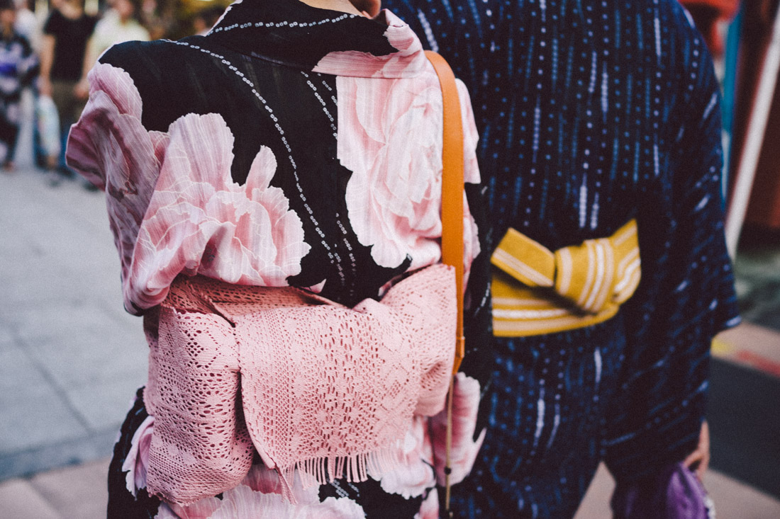 Male and female versions of a yukata (summer kimono, lighter and fresher) are assumedly distinct.