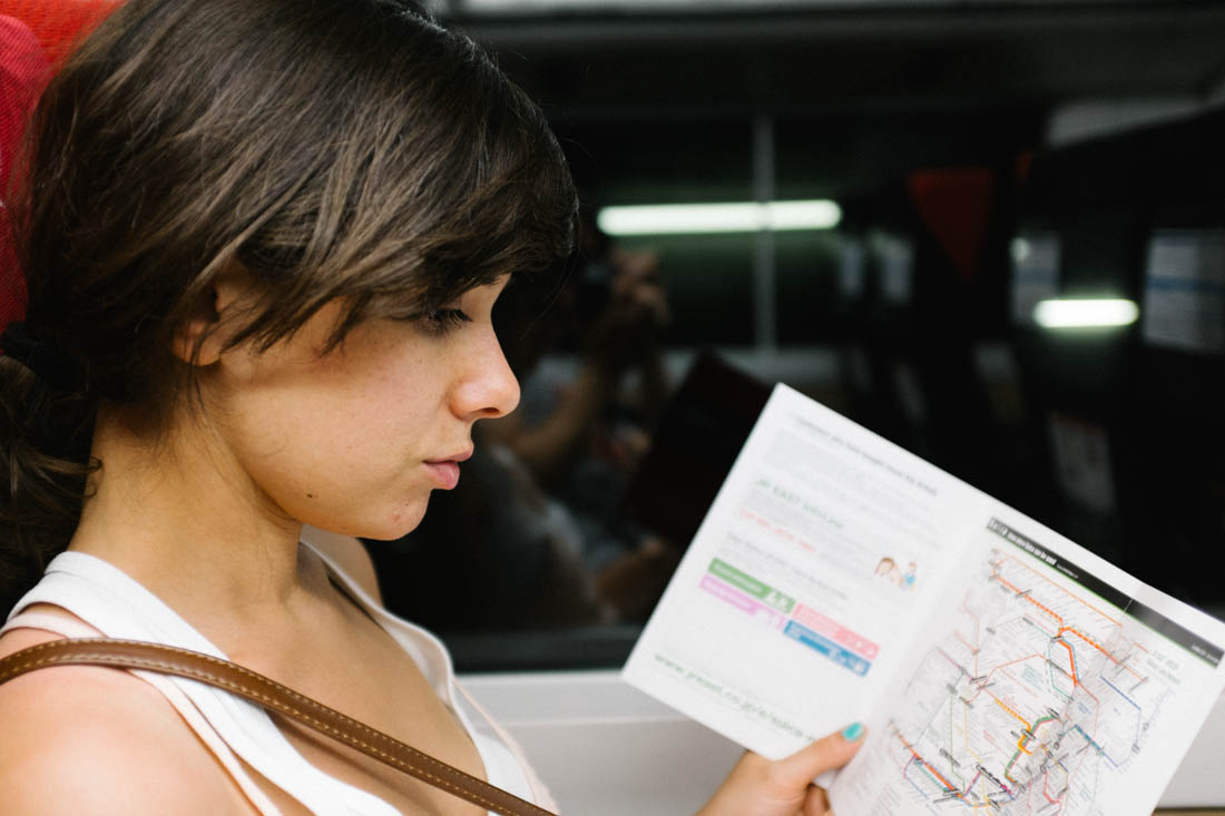 Lena trying to get the hang of the subway lines