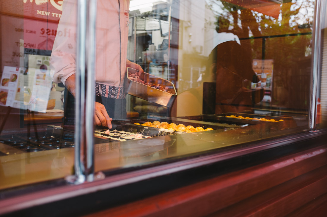 Making of the takoyaki. Major skills required!