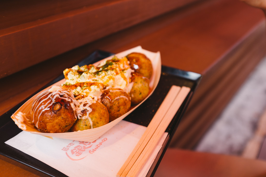 Takoyaki (octopus), very very hot, but so delicious.