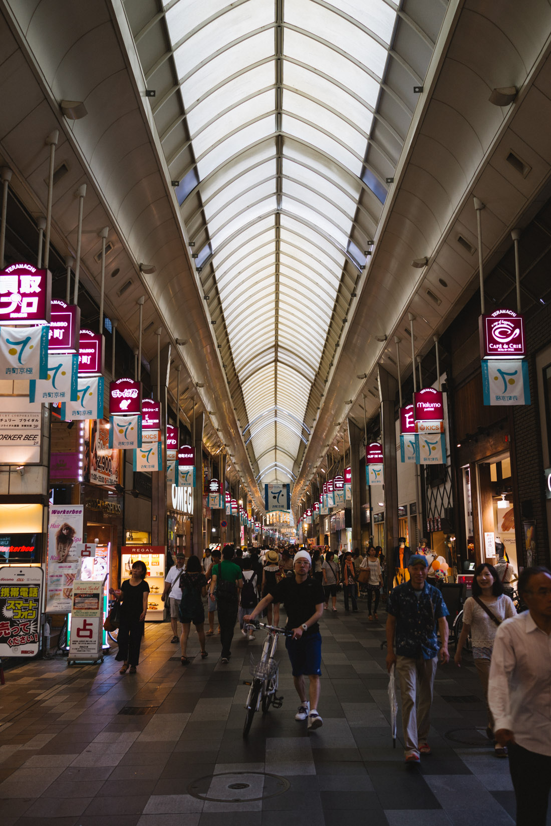 Kyoto’s covered market and shops area.
