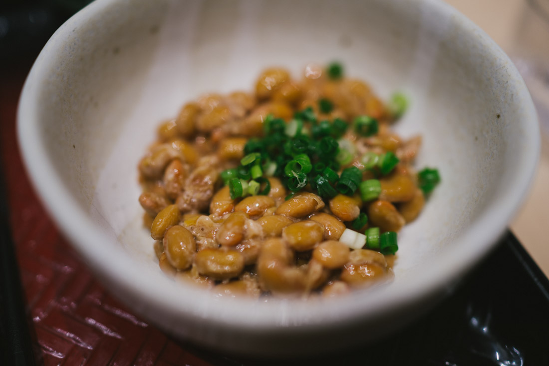 Natto: fermented soy beans and the only Japanese treat we could not finish so far.
