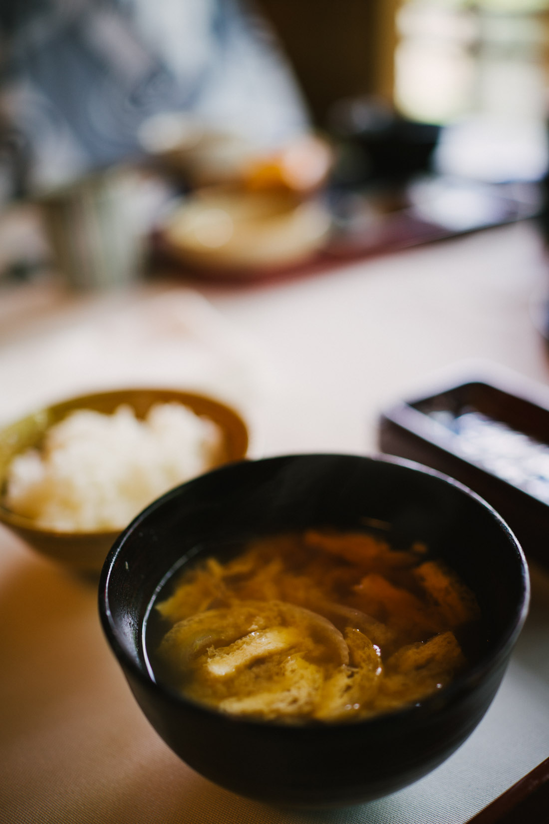Miso soup with onions.